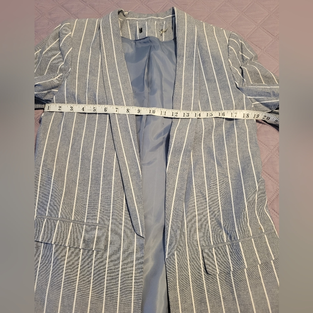 Grey/Blue Striped Blazer L - Picture 4 of 5